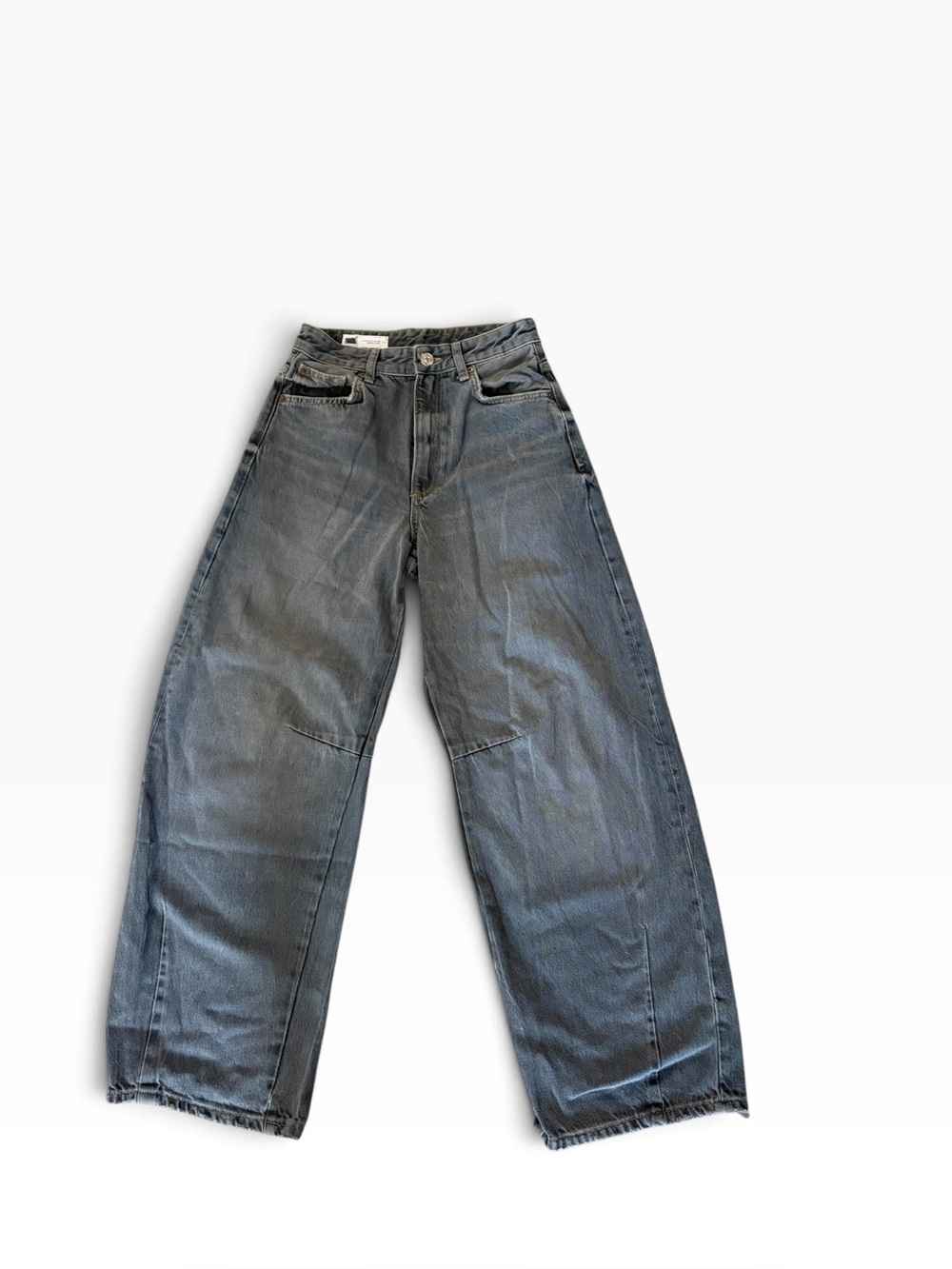 Zara Barrel Jeans, Faded Gray, Size 0, Women